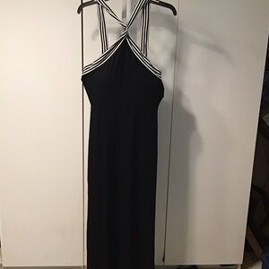 Soma Elegant Black Maxi Dress with Black and White Straps